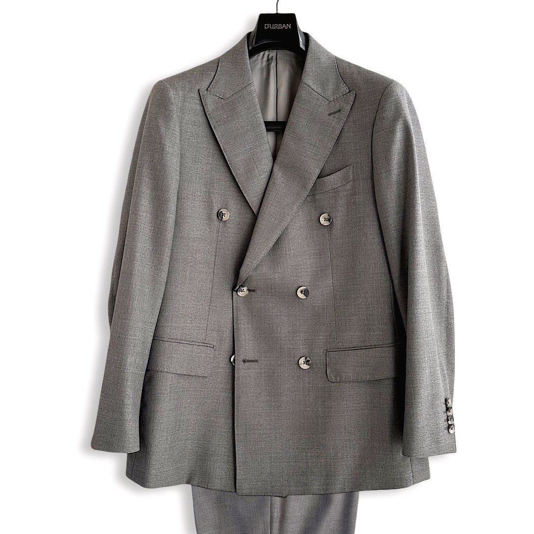D\u0027URBAN【ダーバン】通貨価値151,800円（税込）日本製（イタリア製出どころ当て嵌める）CANONICO ダブルスーツカノニコ グレージュ ミックスカラーメンズ 背広 御前上等 ブランド名春夏 A4・A5・A6・A7AB5・AB6・AB7大きさ