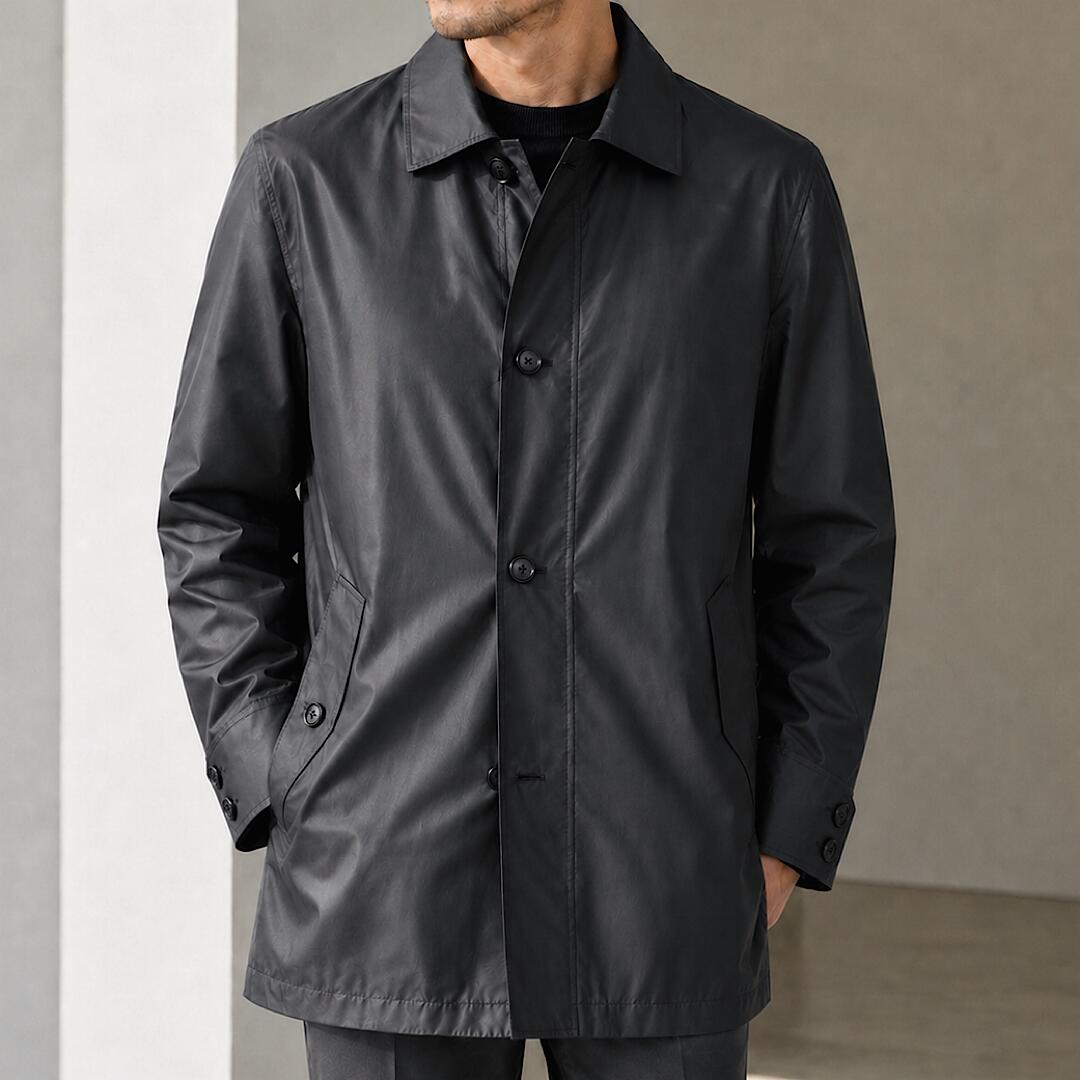 D'URBAN ダーバン定価66,000円（税込）シャンブレータフタショートコートブルゾン コート ライトアウター春秋 薄手 軽量 カジュアルメンズ 高級 ブランド ビジネスグレー Mサイズ｜toto・noel