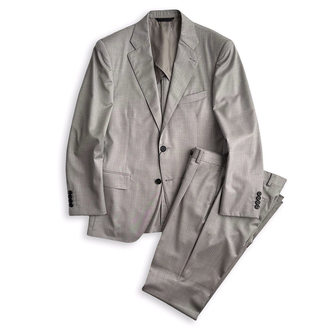 D\u0027URBAN【ダーバン】LoroPiana【ロロピアーナ】通貨価値264,000円（税込）日本製（イタリア製出どころ当て嵌める）絹地混羊毛背広 グレージュメンズ 商行為背広 春夏秋相応うロロピアーナ WISH出どころ Super170\u0027s御前上等 ブランド名 杉綾模様 A5大きさ