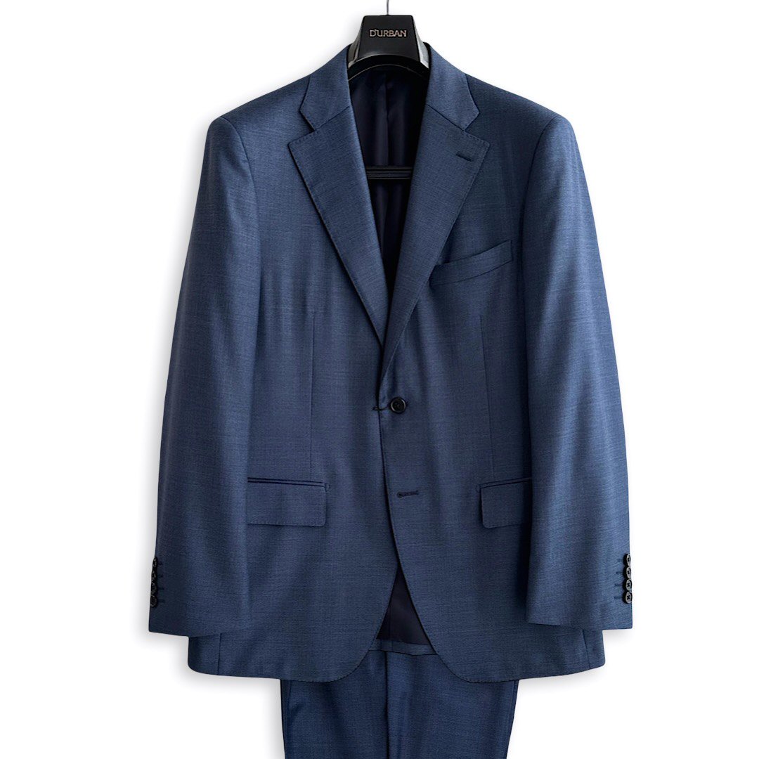 ≪標本品≫D\u0027URBAN【ダーバン】通貨価値297,000円（税込）日本製（イタリア製出どころ当て嵌める） WISH～Super 170’S WOOL～カシミール混羊毛背広 青色メンズ 背広 御前上等 ブランド名秋冬春 A6大きさ
