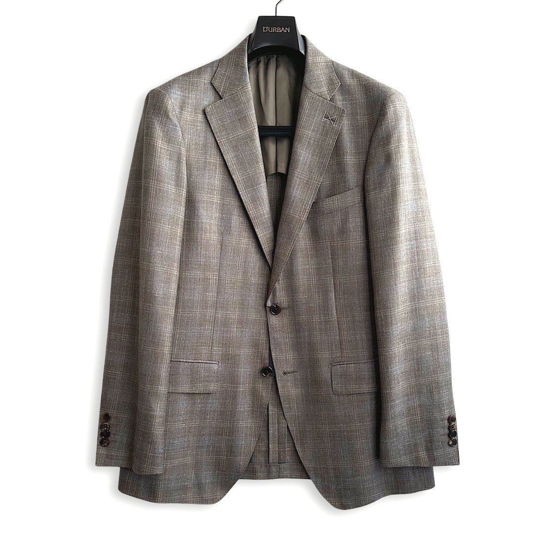 D'URBAN【ダーバン】 定価126,500円（税込） 日本製（イタリア製生地使用） LoroPiana SUMMER TIME シルクリネン混ウールジャケット メンズ ジャケット 高級 ブランド ブラウンベージュ系 春夏 A4・AB4・AB6・BB5・BB6サイズ