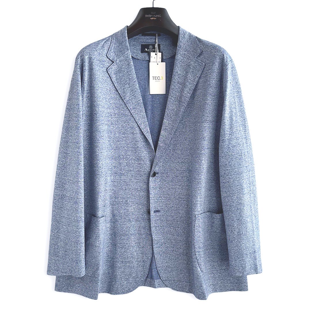 Aquascutum【アクアスキュータム】通貨価値49,500円（税込）日本製 TEC.3 麻綿 上衣薄っぺら リネン 綿織物 ウォッシャブルジャージージャケット ライトブルーメンズ 上衣 御膳上等 ブランド名春夏 馬鹿でかい大いさ 4L大いさ