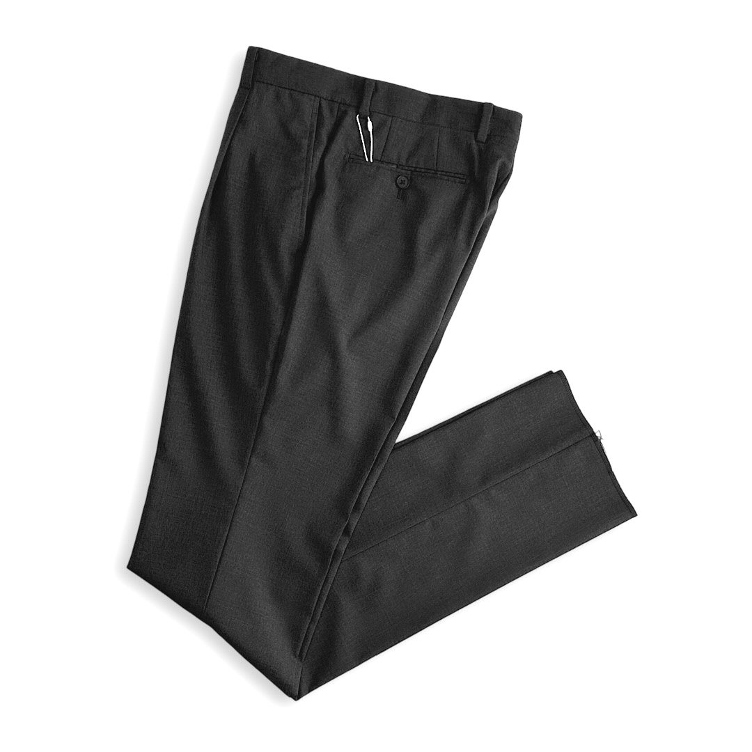 Aquascutum 【アクアスキュータム】定価44,000円(税込)日本製 ドレスパンツ スラックスメンズ 高級 ブランド ウール春夏 ダークグレー ワンタックウエスト79cm|toto・noel