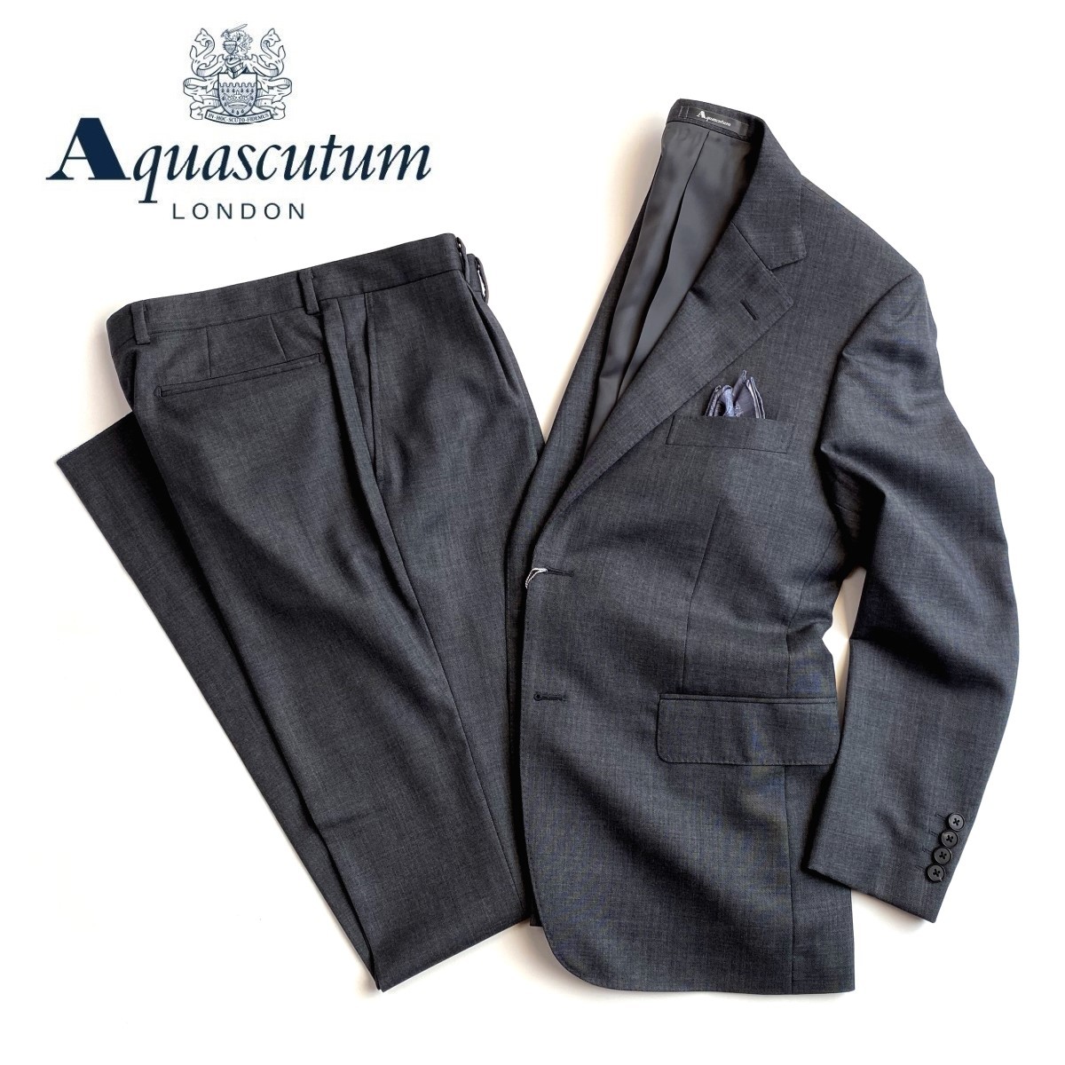 楽天市場】Aquascutum【アクアスキュータム】日本製ウールスーツグレー