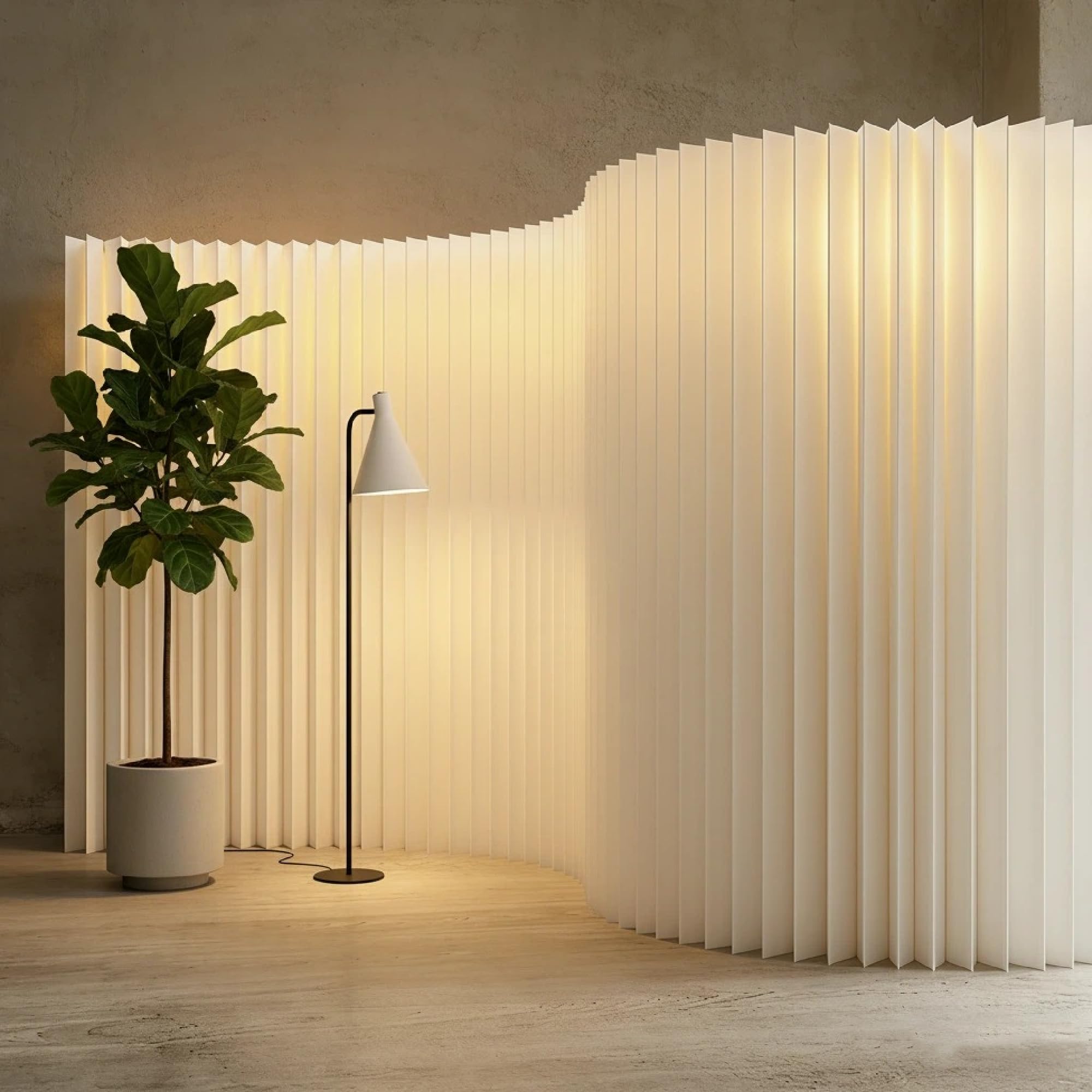 衝立 room 美容室 発光仕切り スリム 玄関 展示会 リビング サロン 間仕切り divider 自立式 ルームパーティション ついたて 紙製 店舗 オフィス LEDライト付き スクリーン ペーパーパーテーション 伸縮式｜totoco