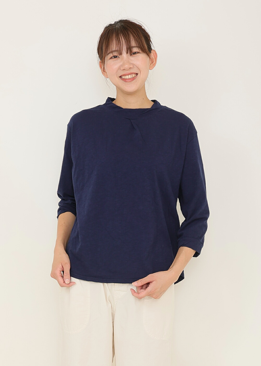 スラブコットン セミタートル ７分袖Tシャツ