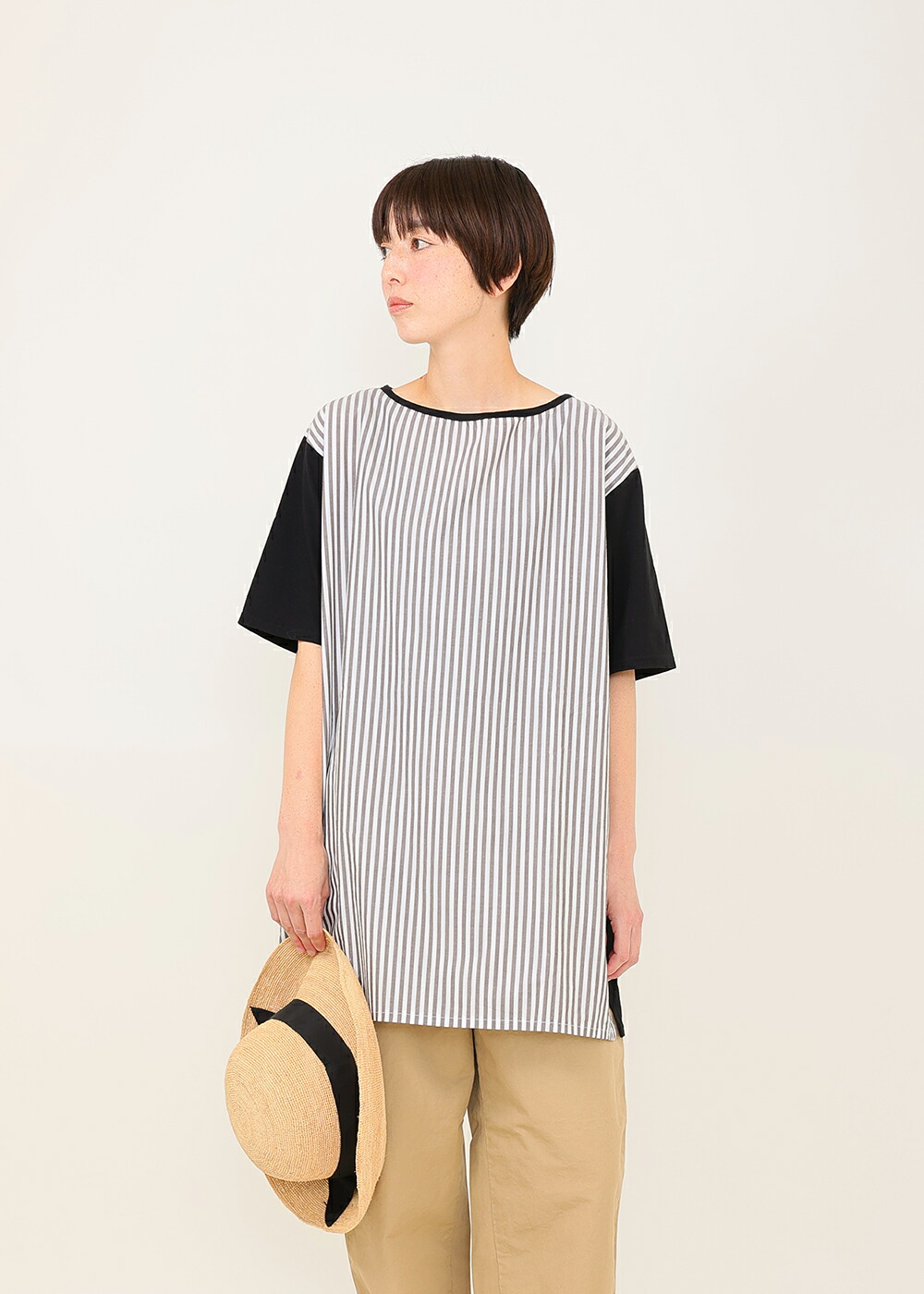 ナチュラルコットン ストライプTシャツ