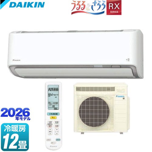 [S366ATRS-W] RXシリーズ うるさらX ダイキン ルームエアコン うるるとさらら搭載モデル 冷房/暖房：12畳程度 2026年モデル 単相100V・20A ホワイト 【送料無料】【工事対応不可】【メーカー直送のため代引不可】【土日祝配送・時間指定 不可】｜東海トリカエ隊店