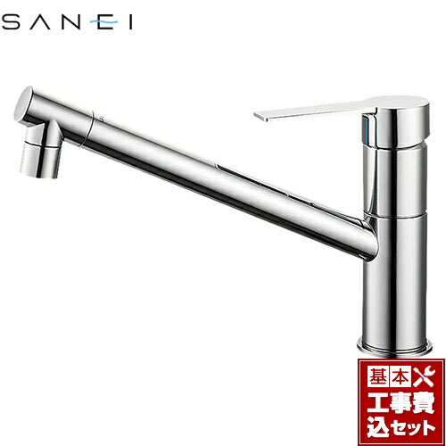 【リフォーム認定商品】【工事費込セット（商品＋基本工事）】[K875JDVZ-1-13] column 三栄 キッチン水栓 ワンホールシングルレバー式 シングルワンホール混合栓