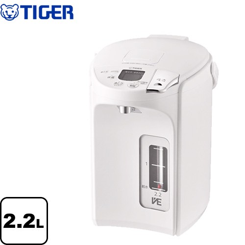 [PIP-G220-WE] とく子さん タイガー 電気ケトル・ポット 蒸気レスVE電気まほうびん 容量：2.2L 定格消費電力：700W たっぷり沸かしてまほうびんで保温「節電VE保温」 アーバンホワイト 【送料無料】