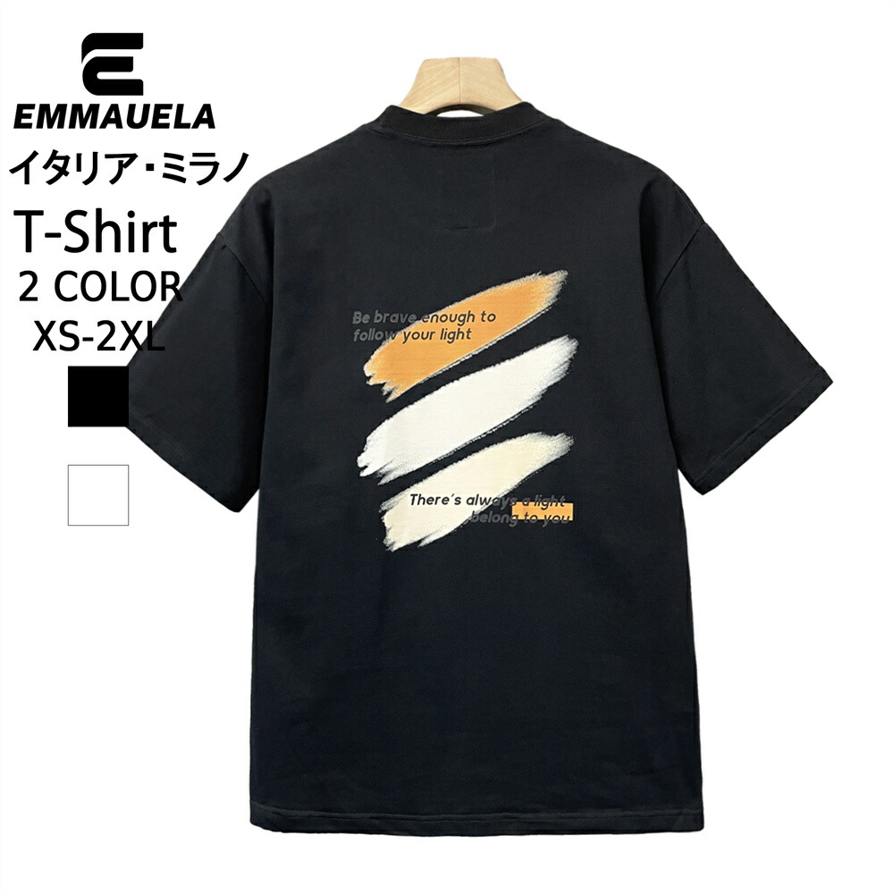 楽天市場】Tシャツ 半袖 EU製 Emmauela イタリア ミラノ発 綿100％ 高級 通気 吸湿 耐久 上品 ロゴ 英字 トップス スウェット  カットソー プルオーバー カジュアル 夏 定番 メンズ レディース カップル ペアルック 2色選択可 : 東祥楽天市場店