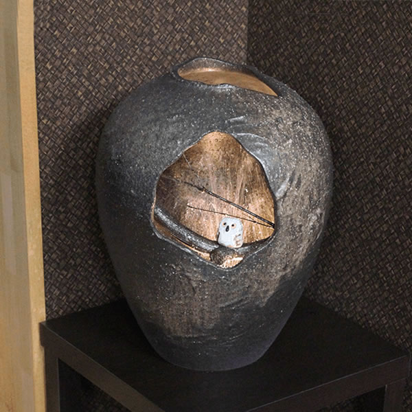 楽天市場】送料無料 信楽焼ふくろうつくばい(森）電動つくばい