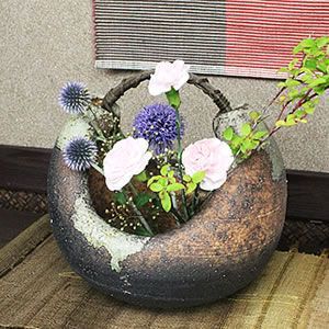 花瓶　花入れ　壺 信楽焼 さつき花器 和風 癒し 壷 つぼ 花瓶 花器 陶器 花入れ