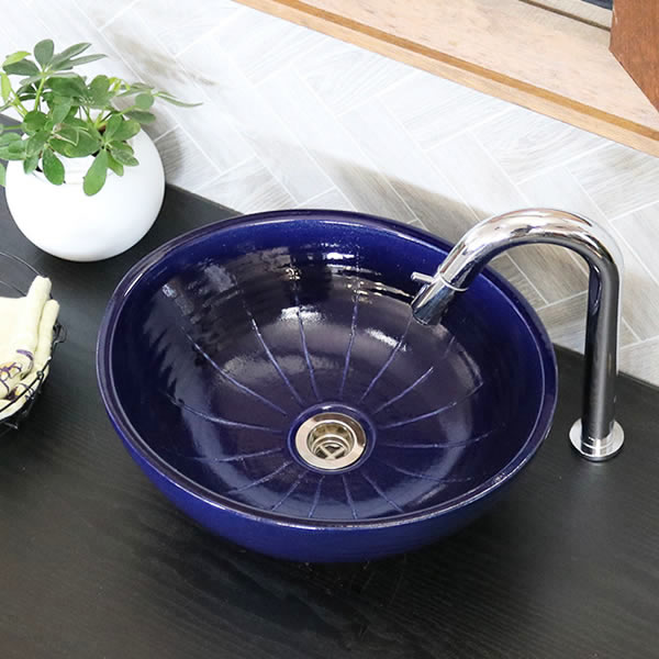 【今だけ限定10%OFFクーポン】洗面ボウル 洗面ボール 手洗い鉢 陶器 洗面台 洗面化粧台 洗面ボウル セット 和風 ルリ色 信楽焼 手洗い器 手洗器 洗面鉢 陶器 おしゃれ 瑠璃 トイレ tr-2276