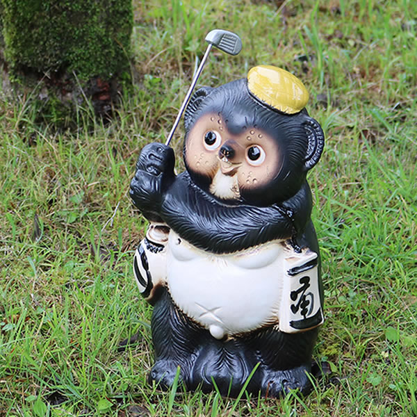 信楽焼 ゴルフ狸 信楽焼たぬき 縁起物タヌキ 瀬戸ものタヌキ たぬき飾りつけ やきもの しがらきやき 焼き物 狸 タヌキ 信楽 たぬき ゴルフ 名入れ ta-0335