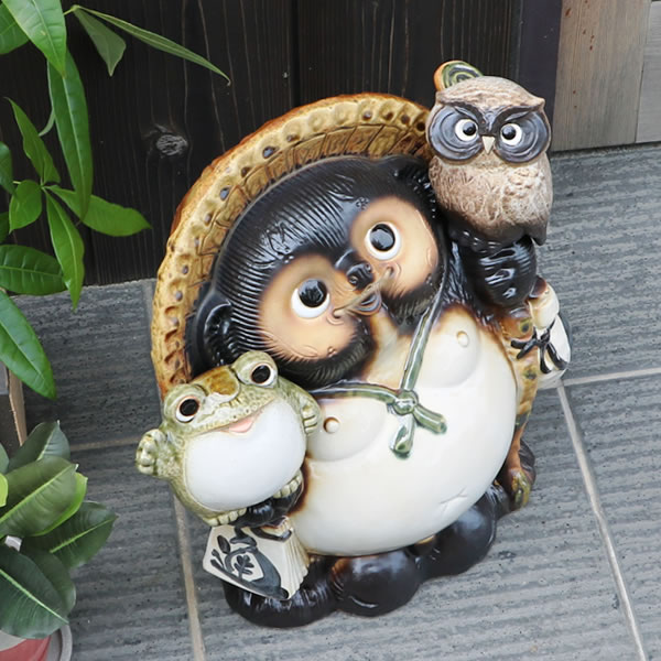 たぬき 信楽焼たぬき 貨物輸送無料 しがらき狸 瀬戸ものタヌキ たぬき粧飾 やきもの しがらきやき 焼き物 狸 タヌキ 信楽 評判入れ キャラクター入れ 11サイズふくろう 蝦持ち狸 Ta 0278 Foxunivers Com