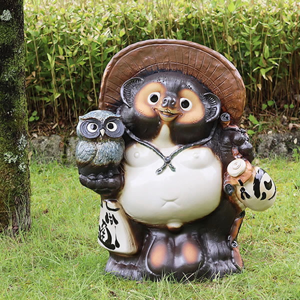 信楽焼　壺型千段傘立＆　狸とふくろうのセット 信楽焼 壺型千段傘立＆ 狸とふくろうのセット 信楽焼 壺型