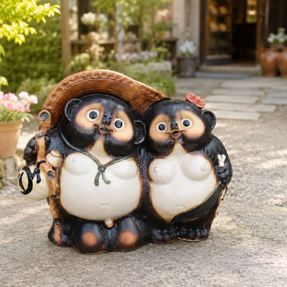 【今だけ限定10%OFFクーポン】信楽焼 たぬき 信楽焼たぬき 送料無料 しがらき狸 陶器タヌキ たぬき置物 やきもの しがらきやき 焼き物 狸 タヌキ 信楽 名入れ 文字入れ アベック狸 ta-0413