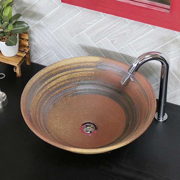 【今だけ限定10%OFFクーポン】手洗い鉢 陶器洗面 青色 信楽焼 洗面ボウル 手洗器 洗面ボール 手洗鉢 陶器 洗面鉢 鉢 手洗い器 洗面シンク 洗面器 洗面台 ボール 和風 やきもの しがらき 丸型 tr-3092｜しがらき陶庵 31,460円