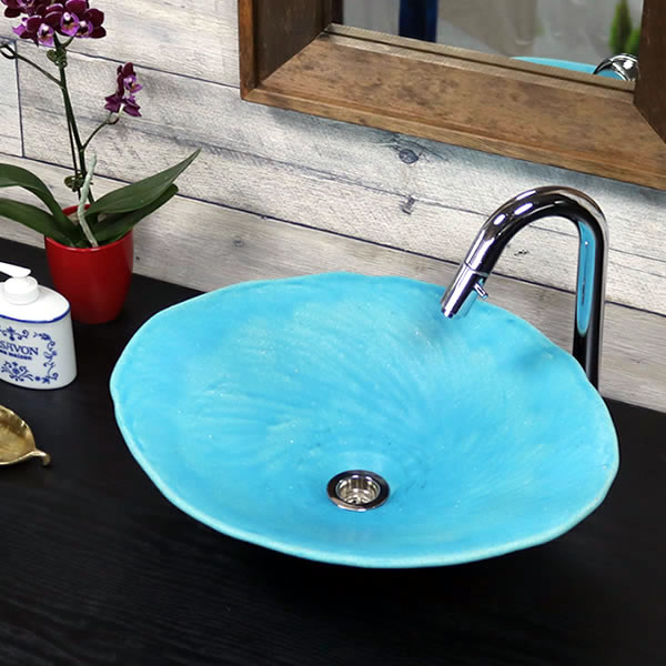 【今だけ限定10%OFFクーポン】青 手洗い鉢 陶器洗面 信楽焼 洗面ボウル 手洗器 洗面ボール 手洗鉢 陶器 洗面鉢 鉢 手洗い器 洗面シンク 洗面器 洗面台 ボール 和風 やきもの しがらき 小判型 楕円型 トルコブルー tr-4126