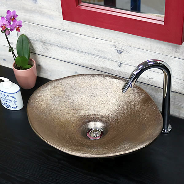 【今だけ限定10%OFFクーポン】手洗い鉢 陶器洗面 信楽焼 洗面ボウル 手洗器 洗面ボール 手洗鉢 陶器 洗面鉢 鉢 手洗い器 洗面シンク 洗面器 洗面台 ボール 和風 やきもの しがらき 小判型 楕円型 金 ゴールド tr-4129 35,100円