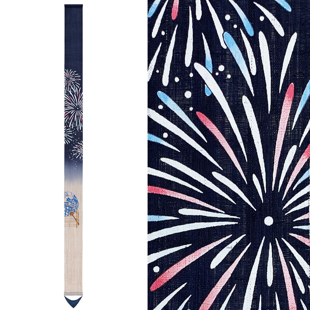 楽天市場】型染めタペストリー 山影に打上花火 麻100％ 夏飾り 季節感