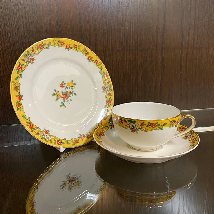 アンティーク トリオ カップソーサー Haviland アビランド リモージュ フランス 1893-1900年頃 ヴィンテージ 食器 陶磁器 キッチン雑貨 テーブルウェア ティ―セット 茶器