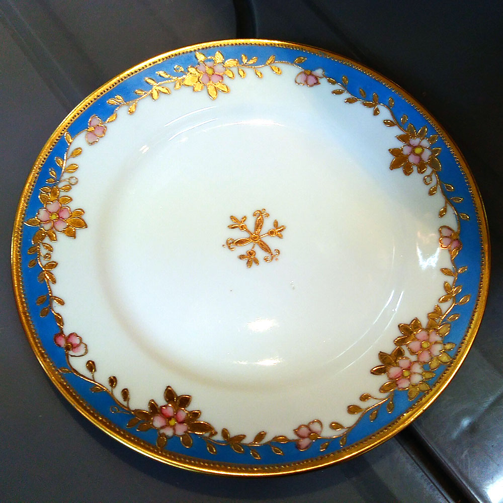 アンティーク プレート 小皿 Noritake オールドノリタケ 金盛り マルキ印 英国輸出用 1906-1925年頃 ヴィンテージ キッチン 欧州雑貨 テーブルウェア 食器 丸皿 中皿 取り皿 ケーキ 陶磁器