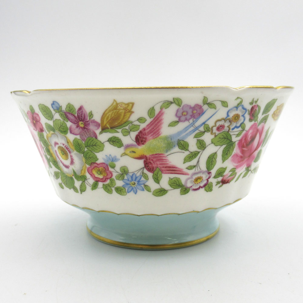 アンティーク シュガーボウル Royal Crown Derby ロイヤルクラウンダービー 花鳥柄 一部ハンドペイント イギリス 1923-1953年頃 ヴィンテージ 食器 キッチン雑貨 テーブルウェア ティーセット 茶器 陶磁器 砂糖入れ 小鉢