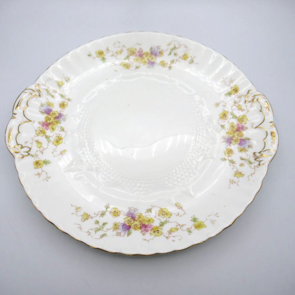 アンティーク B&B プレート 大皿 WAA & Co Adderleys アダレイズ 一部ハンドペイント イギリス 1886-1905年頃 ヴィンテージ キッチン 欧州雑貨 テーブルウェア 食器 丸皿 中皿 陶磁器