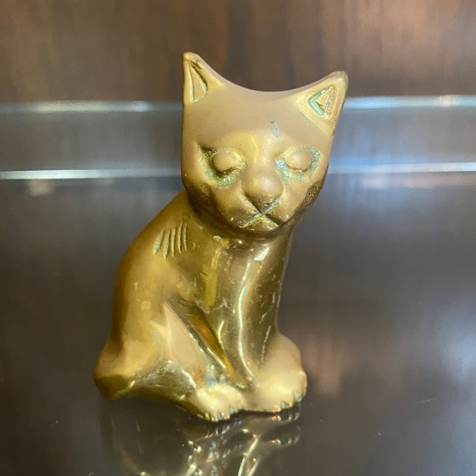 アンティーク フィギュア 猫 真鍮製 ヴィンテージ 置物 インテリア 雑貨 ペーパーウェイト 動物 Giosenglish Com
