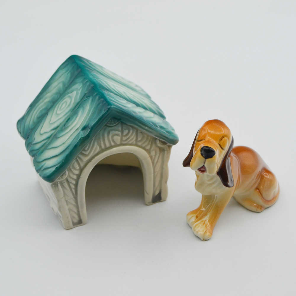 ヴィンテージ ソルト&ペッパー 犬と小屋 メーカー不明 <br><br> アンティーク インテリア 雑貨 置物 オブジェ 飾り 容器 シェイカー 陶磁器 動物