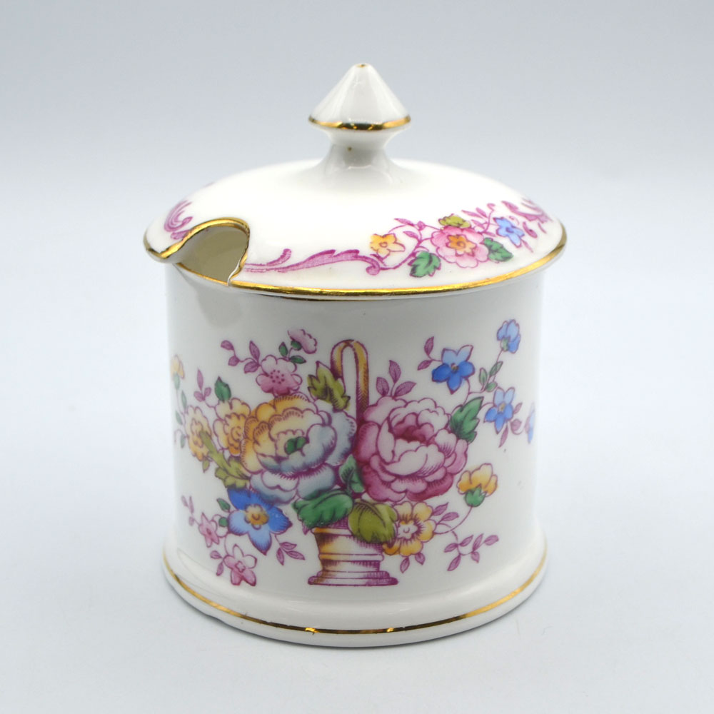 アンティーク 小物入れ Crown Staffordshire クラウンスタッフォードシャー 一部ハンドペイント 1930-1950年代頃 ヴィンテージ キッチン インテリア 欧州雑貨 ケース ボックス 収納 ふた付き おしゃれ