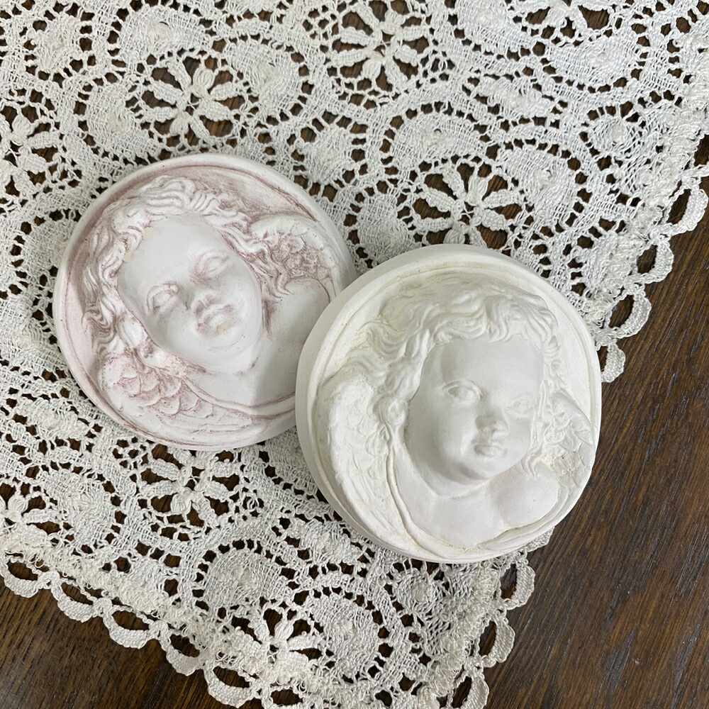 楽天市場】ヴィンテージ 壁掛け 石膏レリーフ エンジェル ラファエル