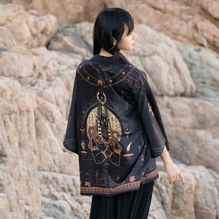 レディース メンズ 浴衣 パーカー コート カーディガン 羽織 薄手 羽織り 月 涼しい 日焼け止め服 開襟シャツ プリント柄 ゆったり