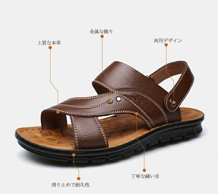 サンダル メンズ おしゃれ スポーツ 外履き ブランド コンフォート 軽量 2way スリッパ 痛くない レザーサンダル大きいサイズ ぺたんこ