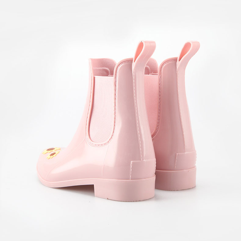 花柄 サイドゴア 向日葵サイドゴアブーツ レインブーツ レインシューズ ブーツ レイン 2cmヒール レディース ショートブーツ 完全防水 ひまわり柄