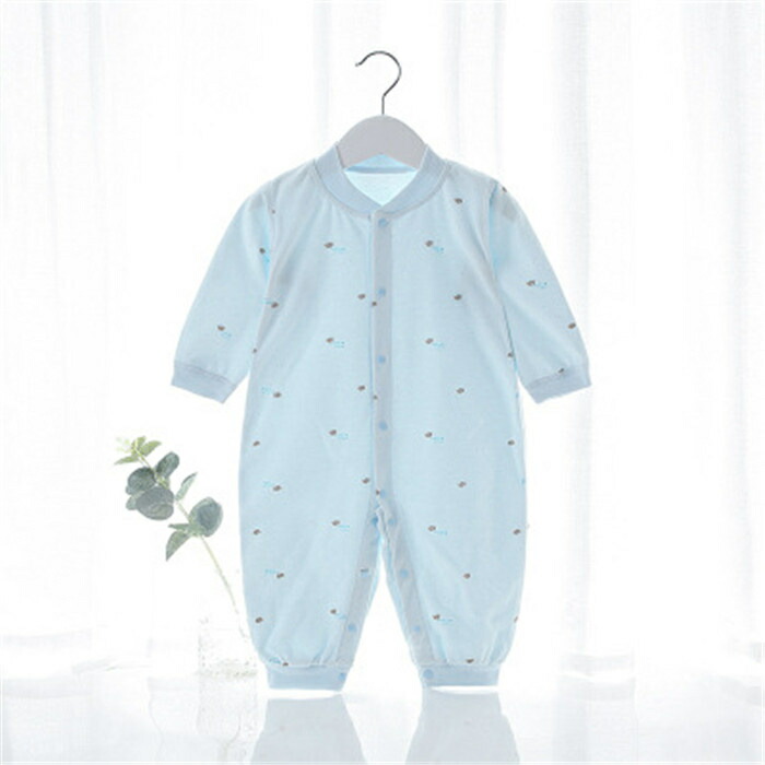 ロンパース カバーオール 子供服 男の子 ベビー服 夏 新生児 前開き 七分袖 女の子 赤ちゃん 無地 ベビー