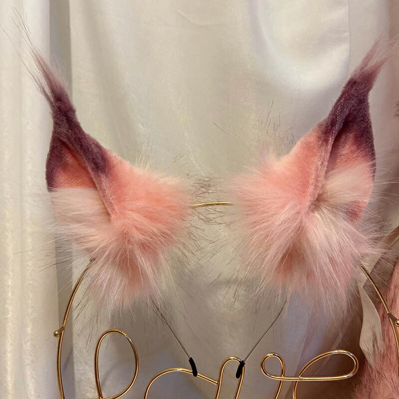 ハロウイン擬装 コスプレツール ギツネ 外耳としっぽひとまとまり フォックスの耳 狐耳カチューシャ きつね キツネ 尾ぽ しっぽ Fox オオカミ耳 狼耳 オオカミ しっぽ 狐の尻尾 偽物耳 偽しっぽ 褪紅色 コスプレ 生体生き物 栽培祝祭 アカデミー祭 お玩び 仮装 もふもふの