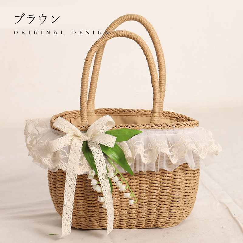 かごバッグ 編みバッグ ミニサイズ 夏用バッグ トートバッグ 夏バッグ 巾着タイプ 持ち手 かわいい カゴバッグ 手編み 軽量 レディース