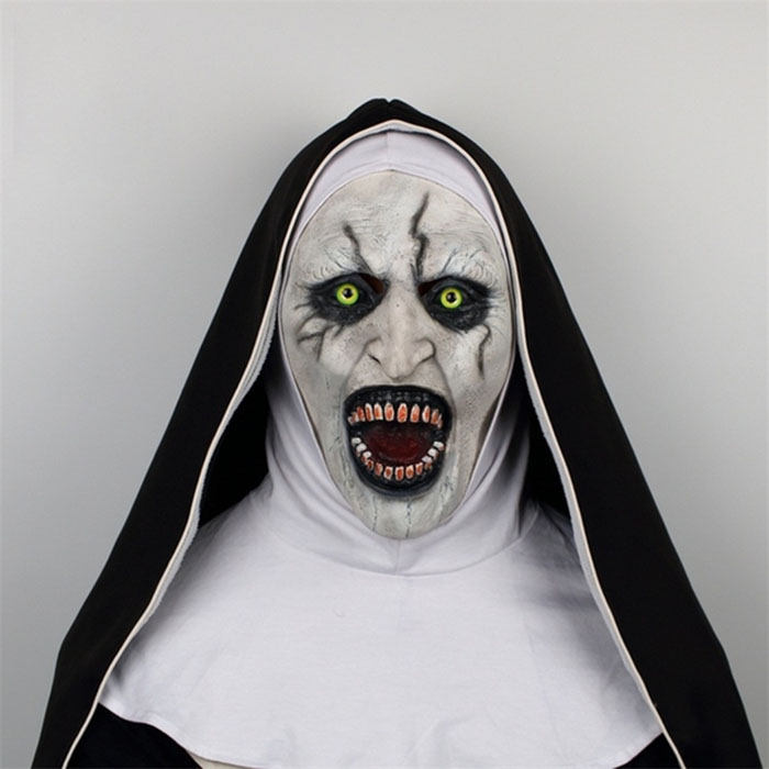 修道女 聖女 仮面 シスター 面白い コスプレ道具 ホラー コスプレ小物 牧師 ハロウィン コスプレ 怖い仮装 マスク お面
