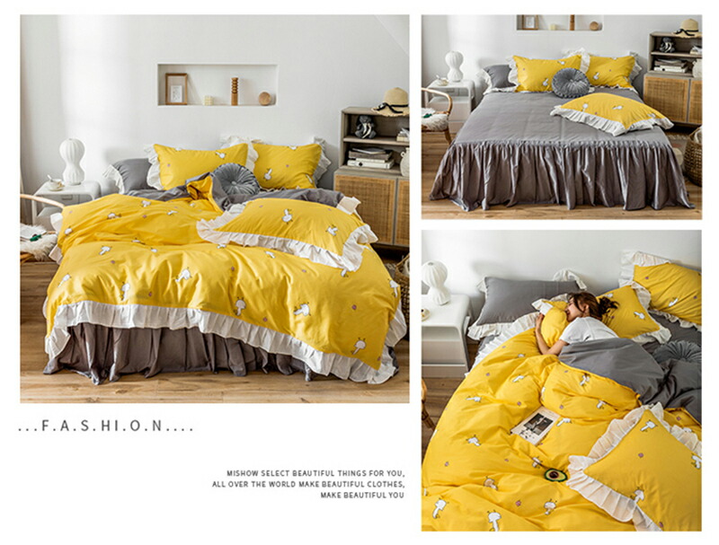 布団カバー 3点セット ベッドシーツ フリル イチゴ柄 洋式セット 花柄 可愛い 姫系 シングル 枕カバー 動物柄 おしゃれ 掛け布団カバー