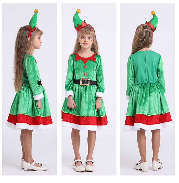 クリスマス 子供服 コスチューム 帽子付き 子供 サンタ サンタコスプレ クリスマスツリー ワンピース サンタ服 精霊