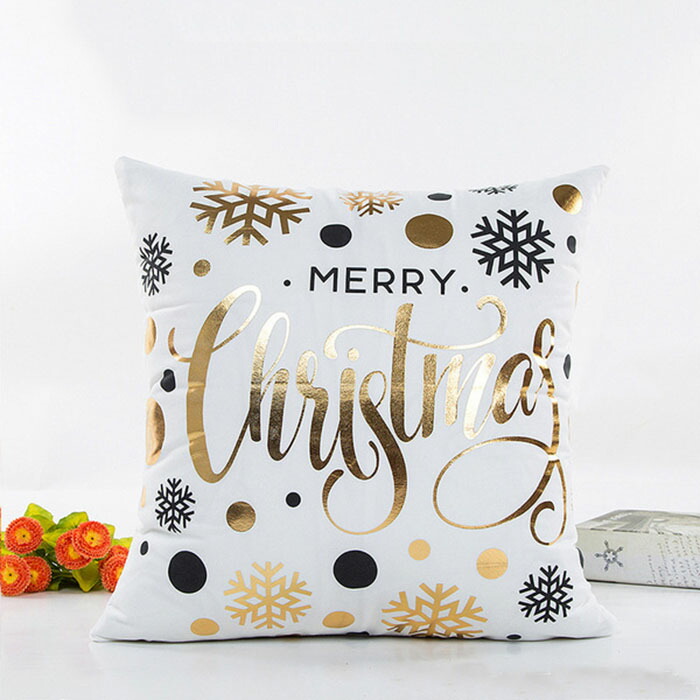 クッションカバー 45x45cm ソファー背当て 抱き枕カバー 雪花 おしゃれ 雪片 英字柄 クリスマス 4枚セット 装飾枕カバー