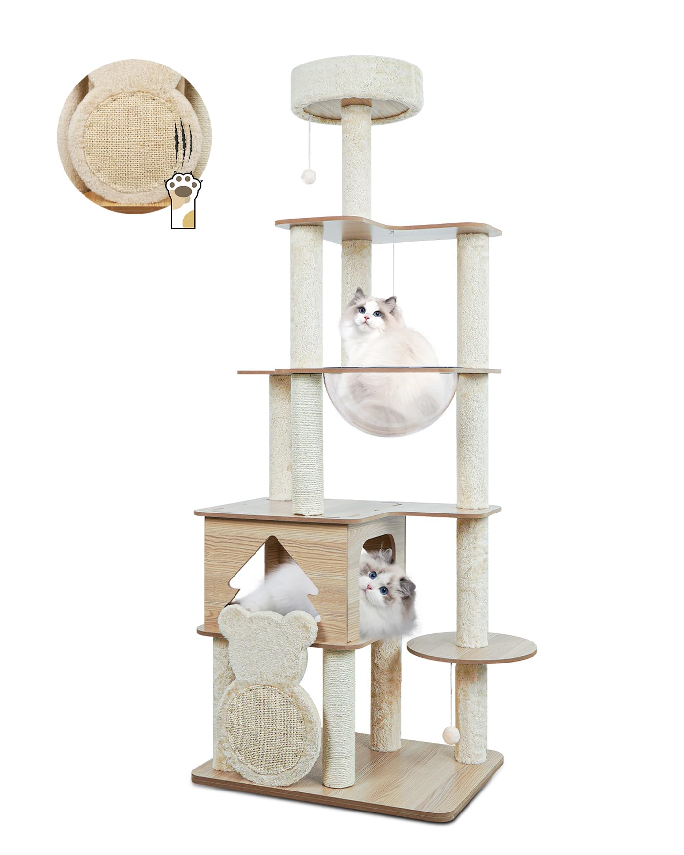 【排他的権利引っ敷き付き添い人】キャットタワー 木製 キャットタワー 猫円柱  キャットタワー 大型猫  キャットタワー木製 キャットタワー 恒星船 キャットタワー 取り付け 小さな森 恒星船ハンモック付き添い人 爪とぎ極点 春夏秋冬 多頭飼い