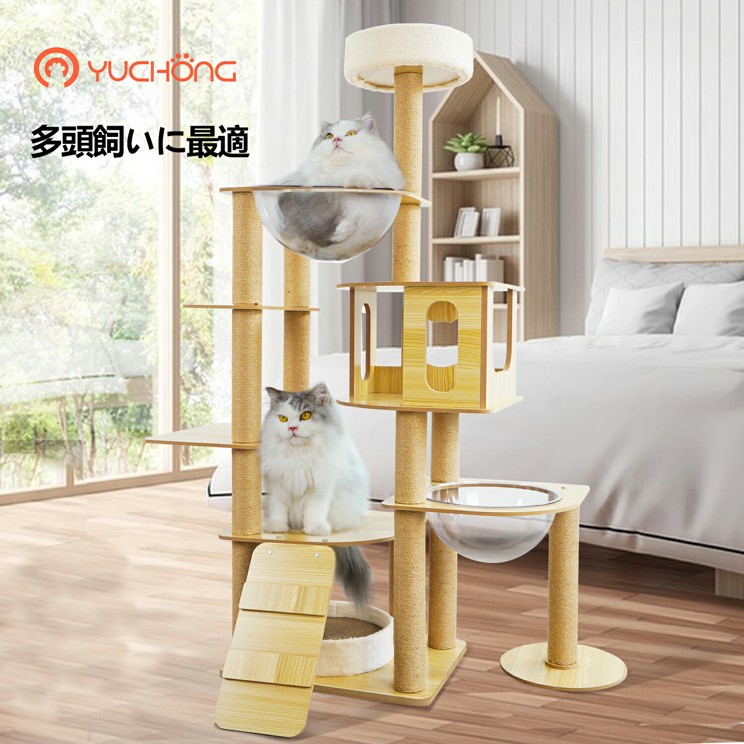 楽天市場】【限定15％OFF】キャットタワー 猫タワー キャットタワー木製 キャットタワー 大型猫用 大きいハンモック二個付き キャットタワー据え置き  多機能 人気 ラタン製 ハンモック 猫アクティビティツリー 多頭飼いも 子猫 大型猫 省スペース 組み立て簡単 : YTSHOP