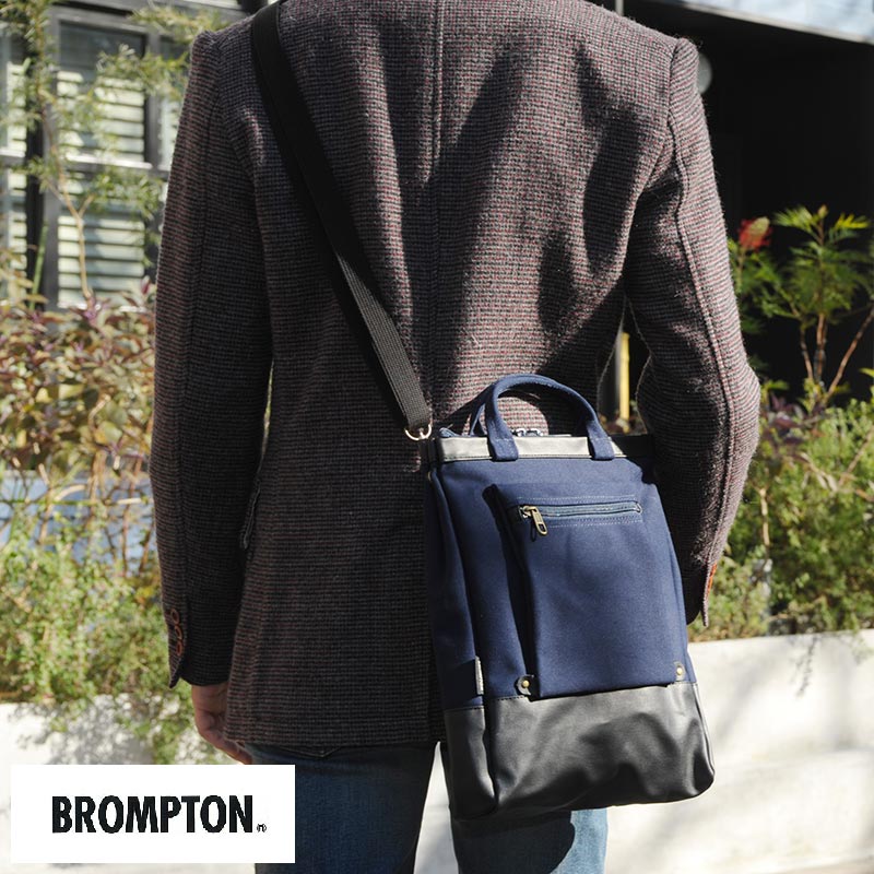 BROMPTON 3way帆布バッグ /男性用/メンズ/ショルダーバッグ/縦型/日本製/A4/キャンバス/薄マチ/スリム/リュック/鞄/かばん/バッグ/ 【送料無料】