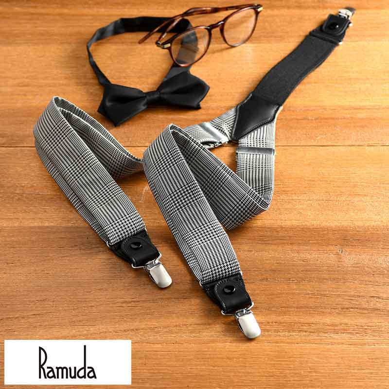 期間限定割引10 サスペンダー メンズ 日本製 Ramuda Y型サスペンダー グレンチェック柄シルク帯35mm幅 クリップ ボタン両用 大人 男性 ビジネス おしゃれ 正装 クラシカル 2way フォーマル Aplusfinance Blog Com