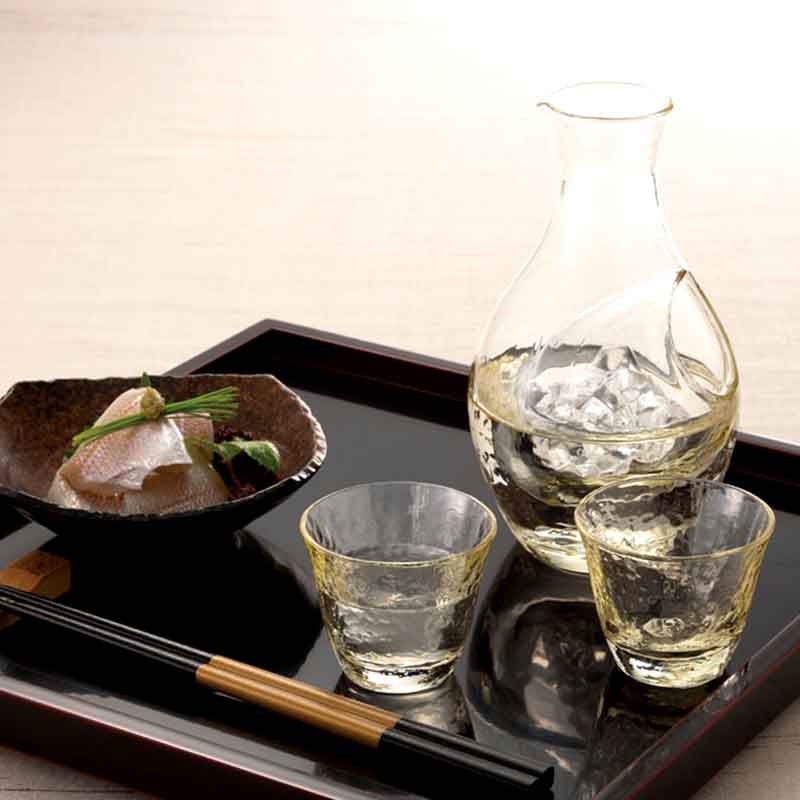 ポイント5倍 徳利 おちょこ セット おしゃれ ガラス 日本製 グラスコレクション 高瀬川琥珀 冷酒用 3点セット 氷ポケット付き徳利1個 盃2個 国産 とっくり 日本酒 焼酎 男性 ギフト プレゼント おすすめ 送料無料 Factor100 Co Il