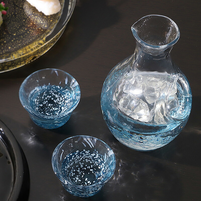 上品 徳利 おちょこ セット おしゃれ ガラス 日本製 グラスコレクション 冷酒用 3点セット 氷ポケット付き徳利1個 盃2個 国産 とっくり 日本酒 焼酎 男性 ギフト プレゼント おすすめ Qdtek Vn